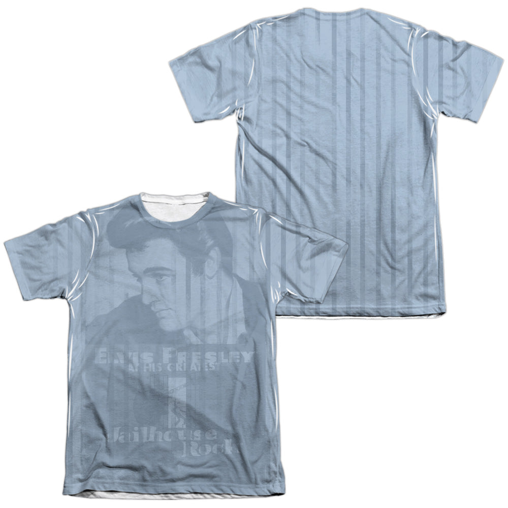 Elvis Presley - Jailhouse Poster All Over - Adult Poly/cotton Short Sleeve Tee - White T-shirt