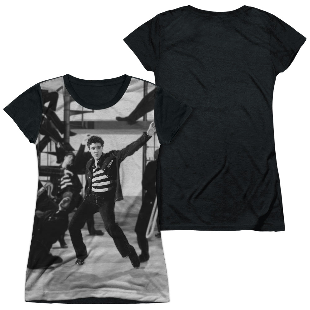 Elvis Presley - Jubilant Felons - Short Sleeve Junior Poly Black Back - White T-shirt