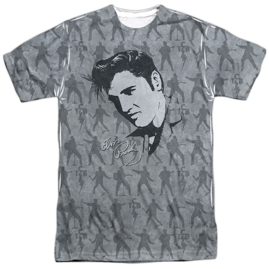Elvis Presley - Down To Business -  Short Sleeve Adult 100% Poly Crew - White T-shirt