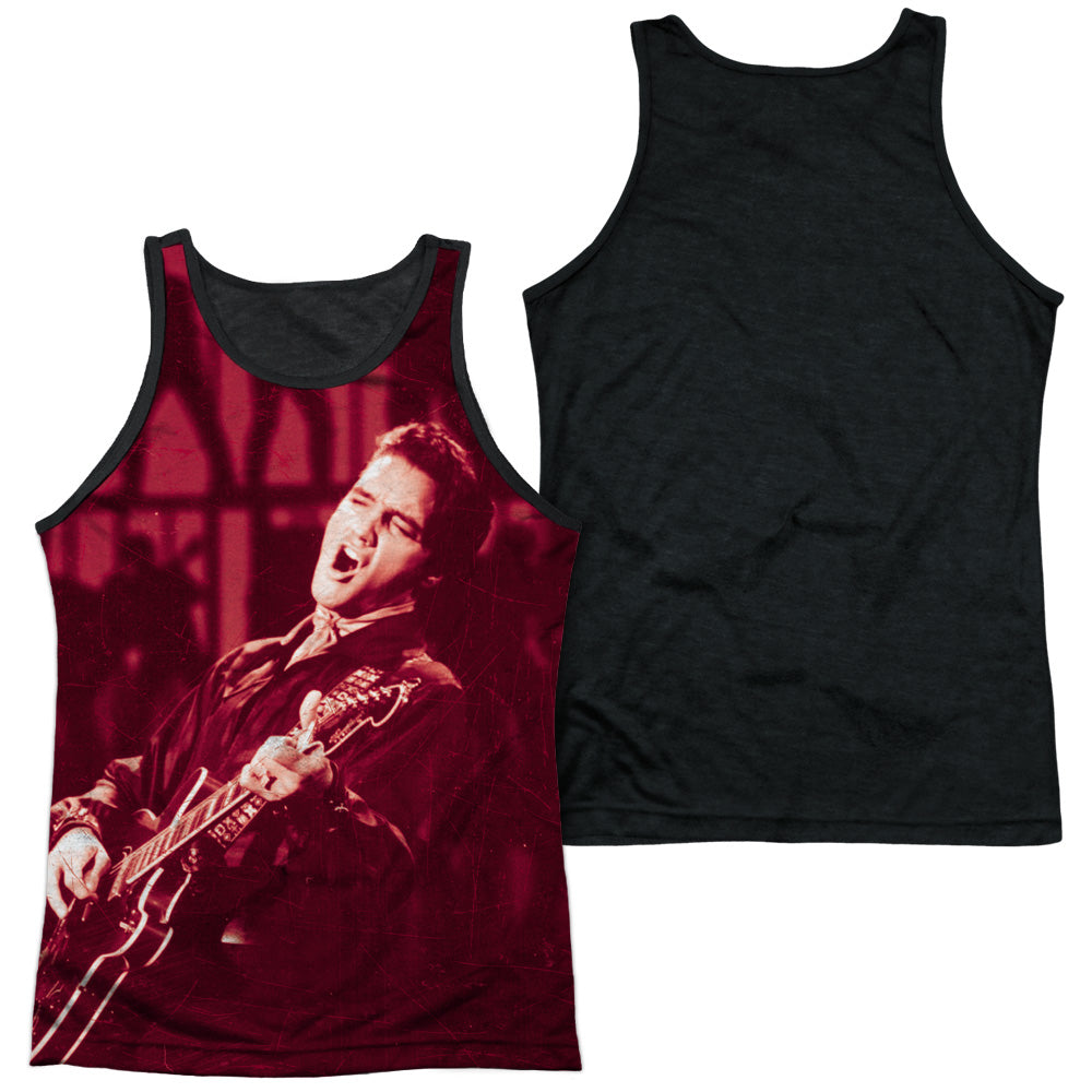 Elvis Presley - Scratched 68 - Adult Poly Tank Top Black Back - White