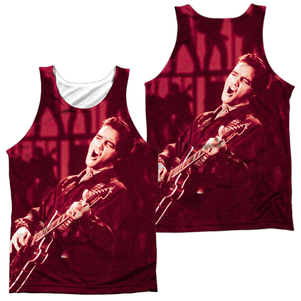 Elvis Presley - Scratched 68 - Adult 100% Poly Tank Top - White