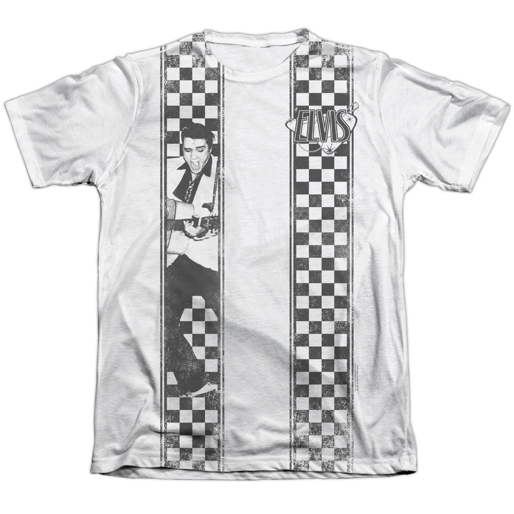 Elvis Presley - Checkered Bowling Shirt - Adult 65/35 Poly/cotton Short Sleeve Tee - White T-shirt