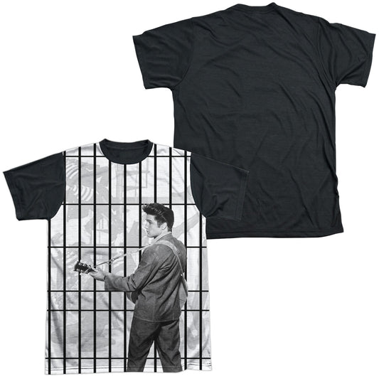 Elvis Presley - Whole Cell Block - Short Sleeve Adult White Front Black Back   - White T-shirt