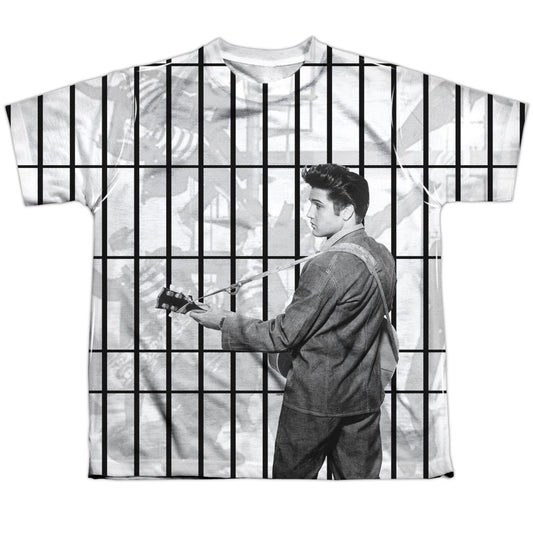 Elvis Presley - Whole Cell Block - Short Sleeve Youth Poly Crew - White T-shirt