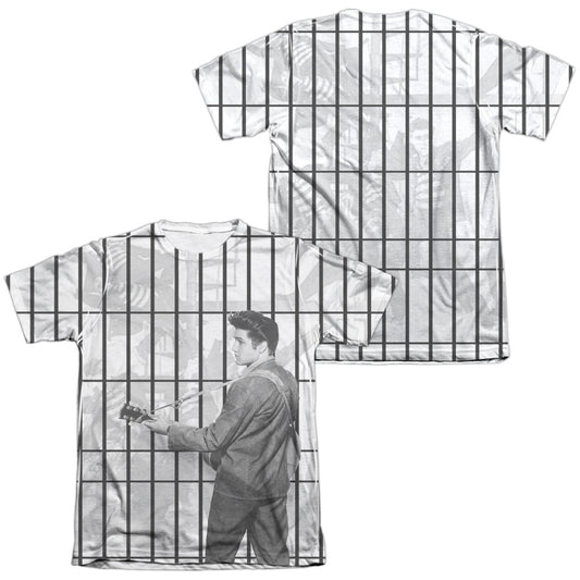 Elvis Presley - Whole Cell Block (Front/back Print) - Adult 65/35 Poly/cotton Short Sleeve Tee - White T-shirt