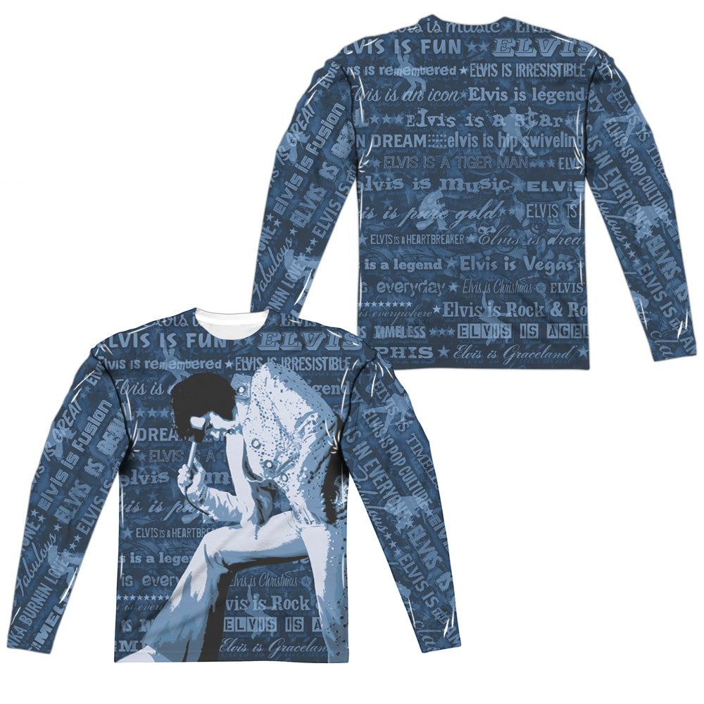 Elvis Presley - Is Everything (Front/back Print) - Long Sleeve Adult Poly Crew  - White T-shirt