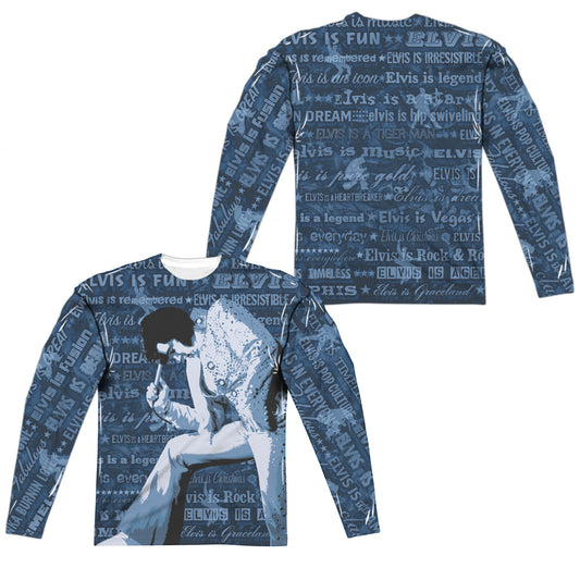 Elvis Presley - Is Everything (Front/back Print) - Long Sleeve Adult Poly Crew  - White T-shirt