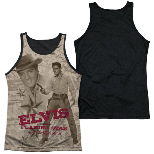Elvis Presley - Flaming Star - Adult Poly Tank Top Black Back - White