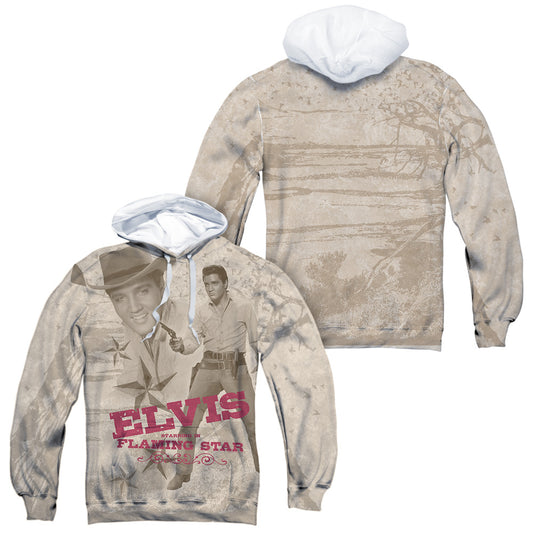 Elvis Presley - Flaming Star (Front/back Print) - Adult Poly Pullover Hoodie - White