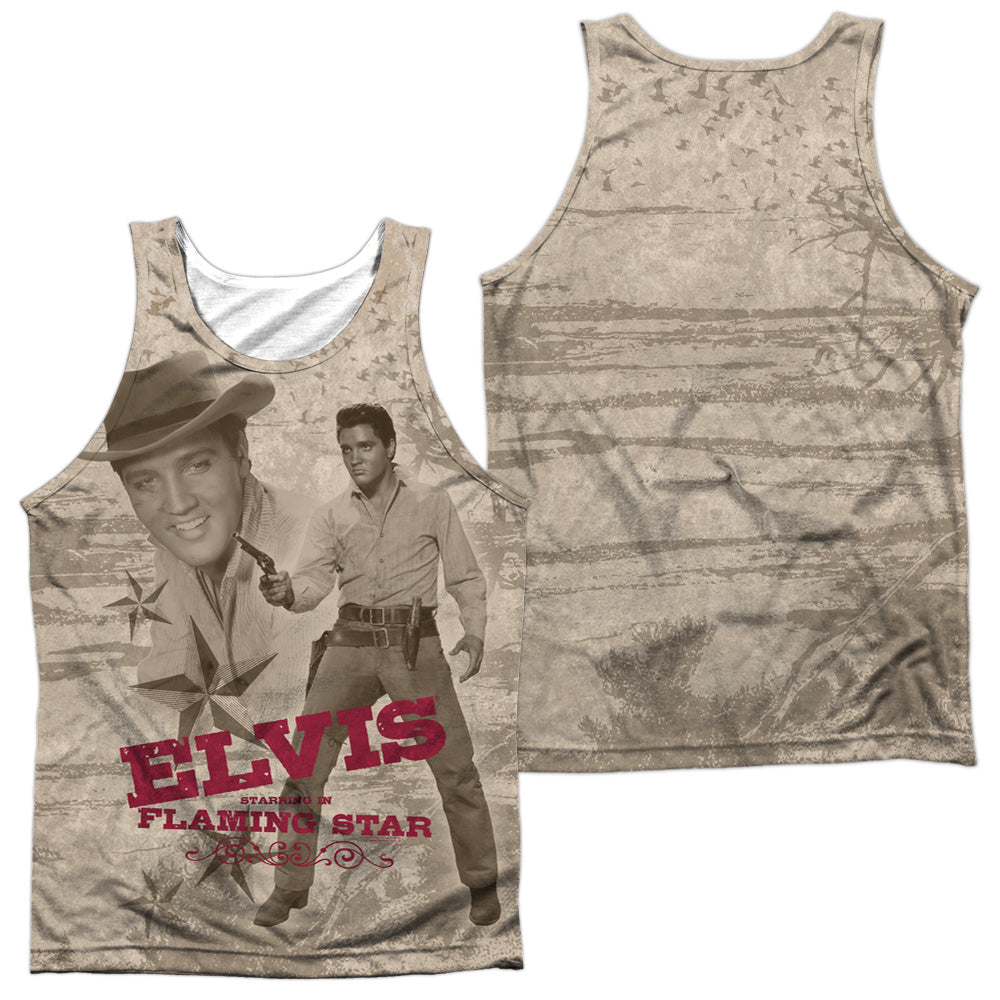 Elvis Presley - Flaming Star - Adult 100% Poly Tank Top - White
