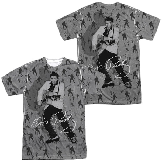 Elvis Presley - Rockin All Over (Front/back Print) - Short Sleeve Adult Poly Crew - White T-shirt