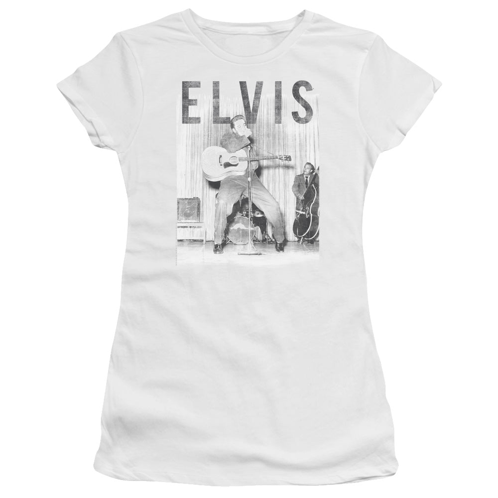 Elvis Presley - With The Band - Short Sleeve Junior Sheer - White T-shirt