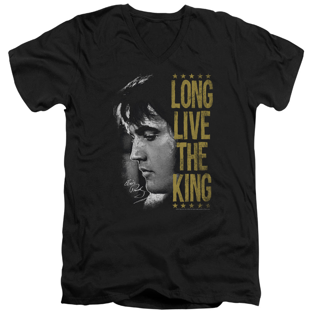Elvis Presley - Long Live The King - Short Sleeve Adult V-neck 30/1 - Black T-shirt