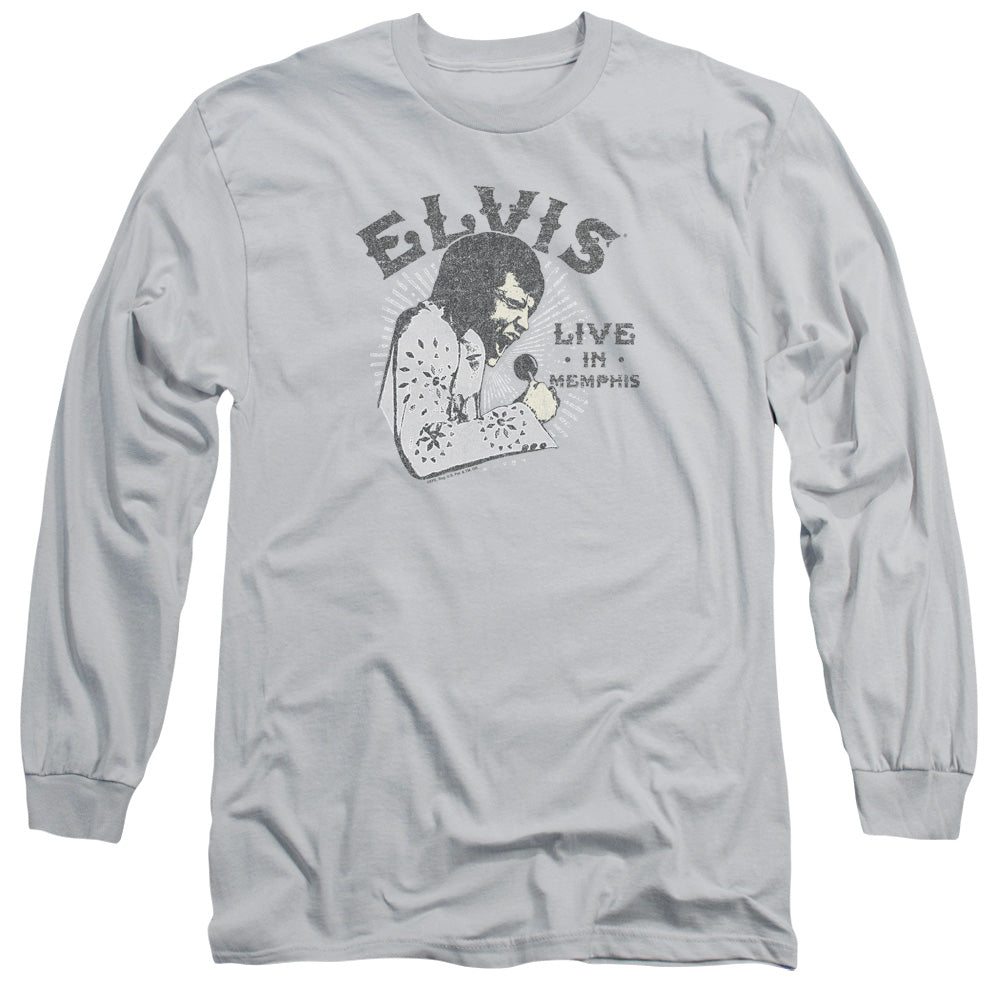 Elvis Presley - Live In Memphis - Long Sleeve Adult 18/1 - Silver T-shirt