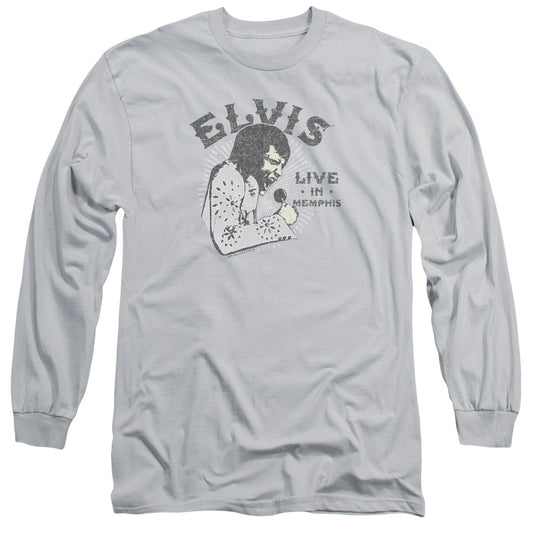 Elvis Presley - Live In Memphis - Long Sleeve Adult 18/1 - Silver T-shirt