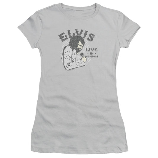 Elvis Presley - Live In Memphis - Short Sleeve Junior Sheer - Silver T-shirt