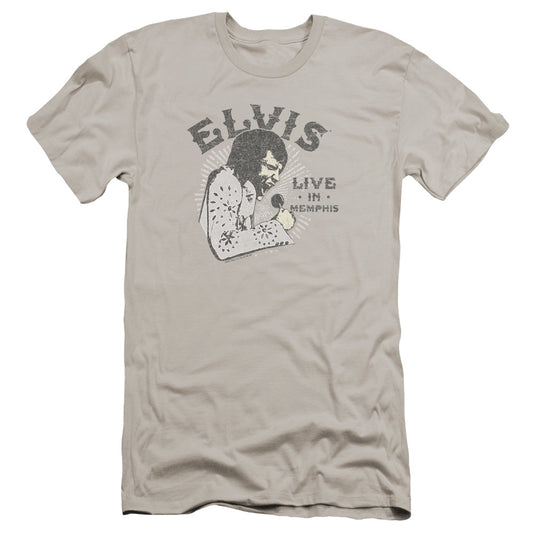 Elvis Presley - Live In Memphis-premuim Canvas Adult Slim Fit 30/1 - Silver