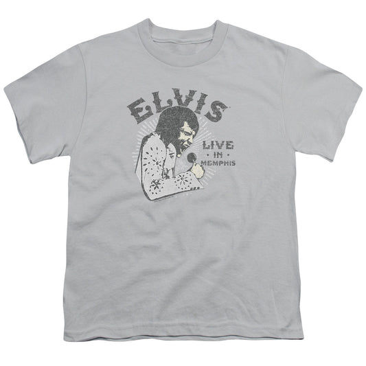 Elvis Presley - Live In Memphis - Short Sleeve Youth 18/1 - Silver T-shirt