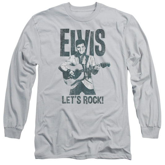 Elvis Presley - Lets Rock - Long Sleeve Adult 18/1 - Silver T-shirt