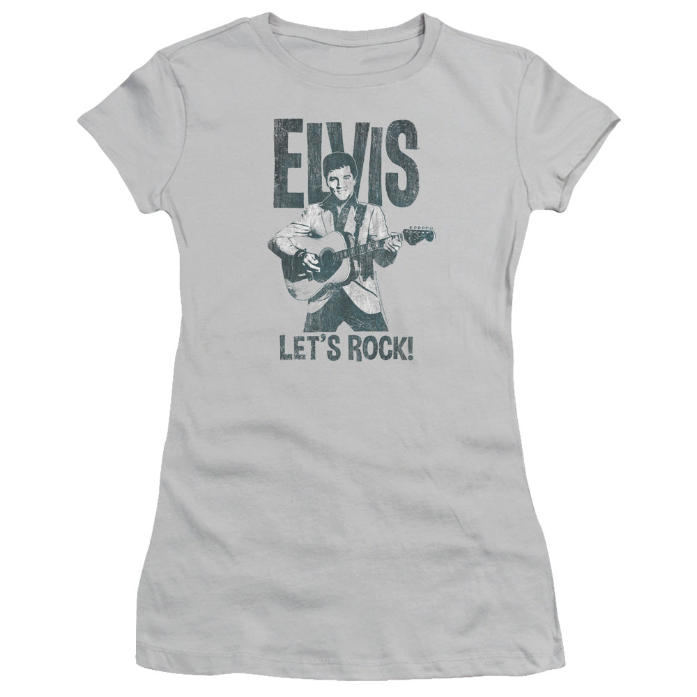 Elvis Presley - Lets Rock - Short Sleeve Junior Sheer - Silver T-shirt