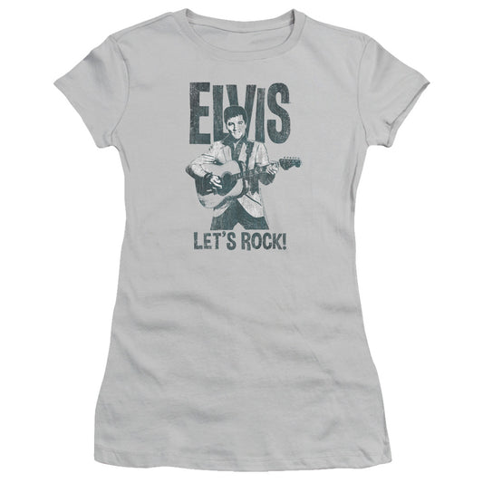 Elvis Presley - Lets Rock - Short Sleeve Junior Sheer - Silver T-shirt