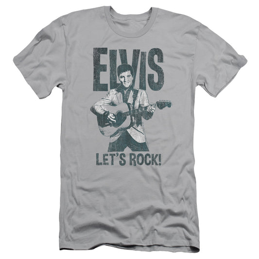 Elvis Presley - Lets Rock - Short Sleeve Adult 30/1 - Silver T-shirt