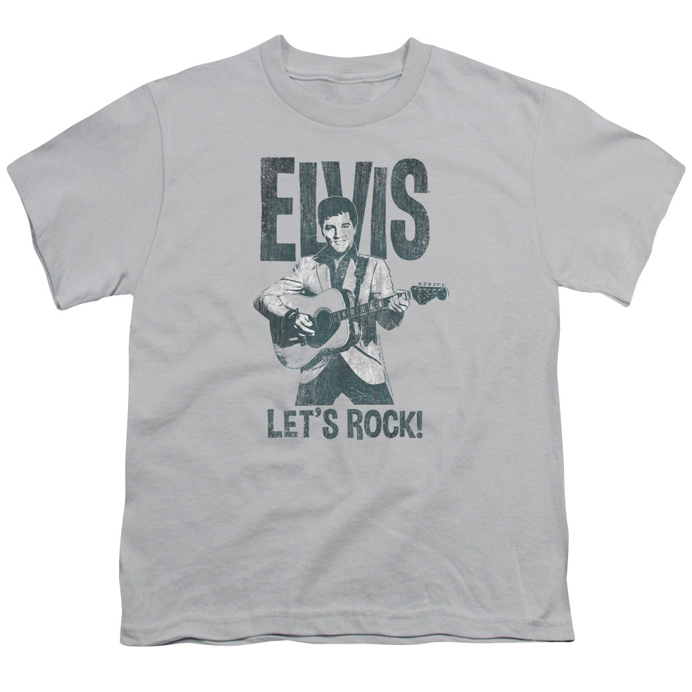 Elvis Presley - Lets Rock - Short Sleeve Youth 18/1 - Silver T-shirt