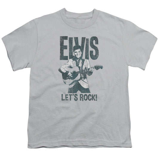 Elvis Presley - Lets Rock - Short Sleeve Youth 18/1 - Silver T-shirt