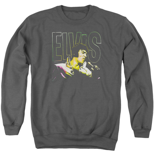Elvis Presley - Multicolored - Adult Crewneck Sweatshirt - Charcoal