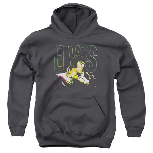 Elvis Presley Multicolored-youth Pull-over Hoodie - Charcoal