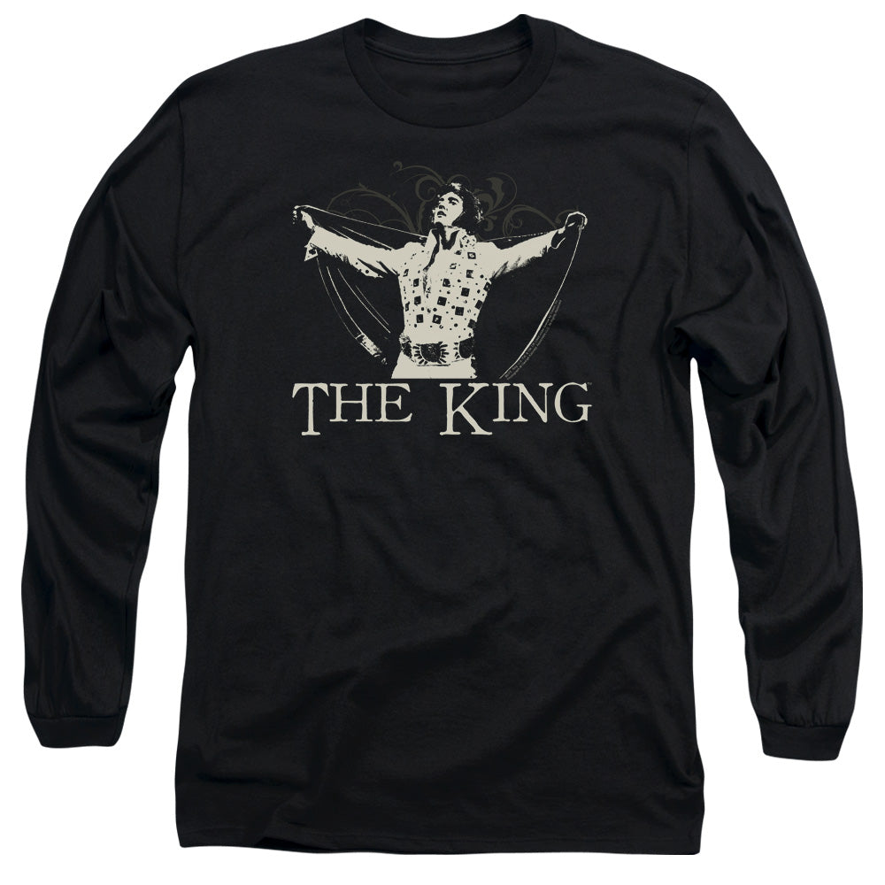 Elvis Presley - Ornate King - Long Sleeve Adult 18/1 - Black T-shirt