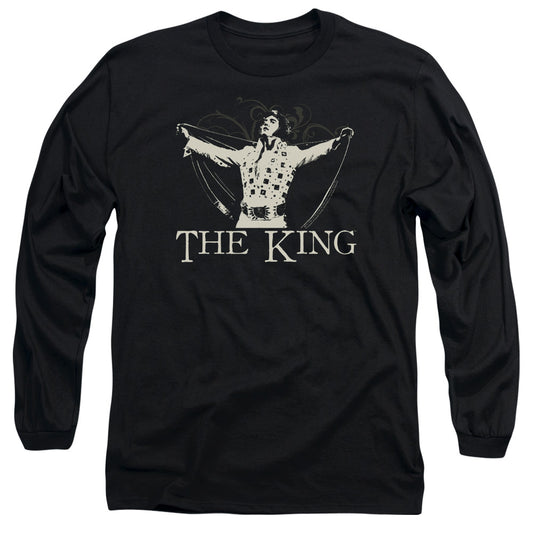 Elvis Presley - Ornate King - Long Sleeve Adult 18/1 - Black T-shirt