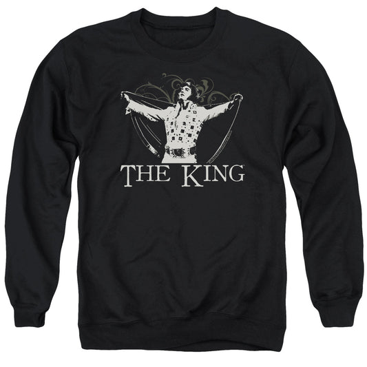 Elvis Presley - Ornate King - Adult Crewneck Sweatshirt - Black