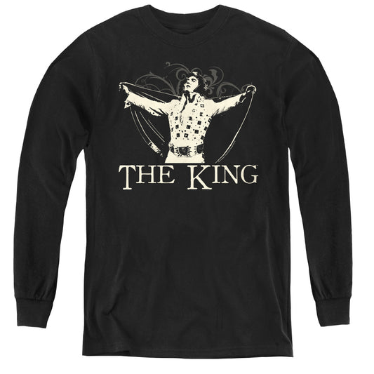 Elvis Presley - Ornate King - Youth Long Sleeve Tee - Black