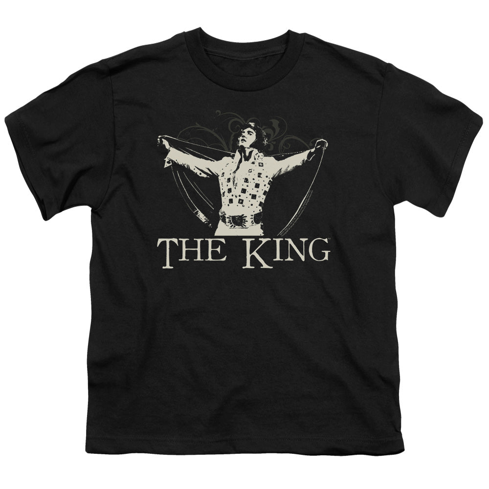 Elvis Presley - Ornate King - Short Sleeve Youth 18/1 - Black T-shirt