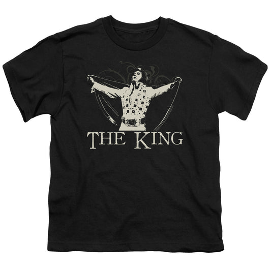 Elvis Presley - Ornate King - Short Sleeve Youth 18/1 - Black T-shirt