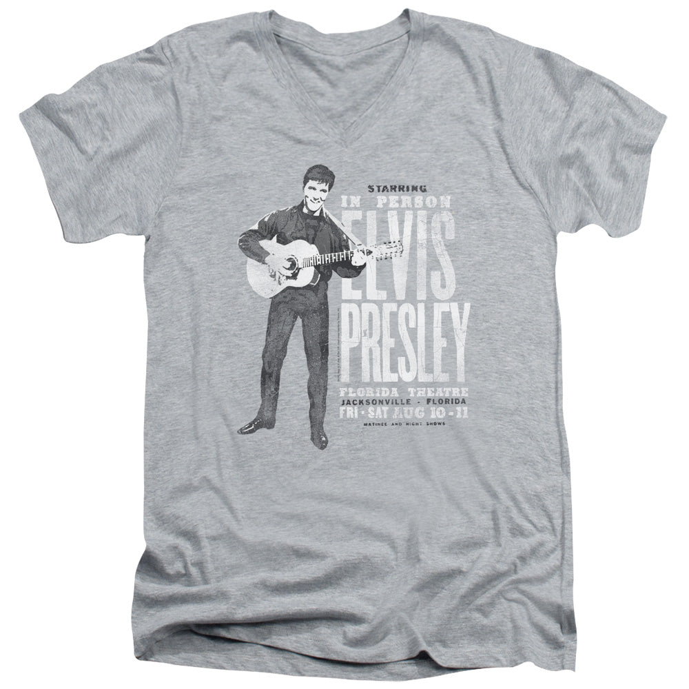 Elvis Presley - In Person - Short Sleeve Adult V-neck 30/1 - Athletic Heather T-shirt
