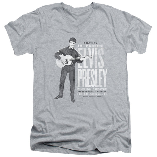 Elvis Presley - In Person - Short Sleeve Adult V-neck 30/1 - Athletic Heather T-shirt