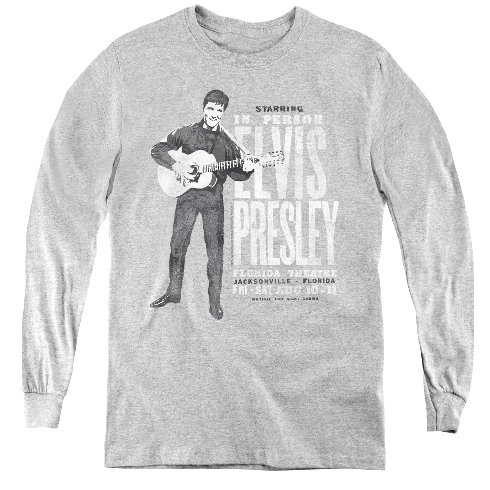 Elvis Presley - In Person - Youth Long Sleeve Tee - Athletic Heather