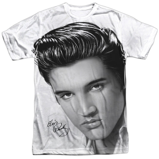 Elvis Presley - Stare 2 - Short Sleeve Adult Poly Crew - White T-shirt