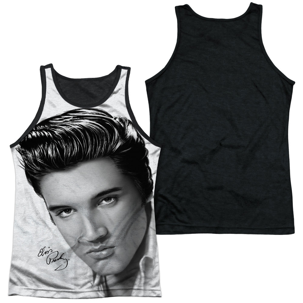 Elvis Presley - Stare 2 - Adult Poly Tank Top Black Back - White