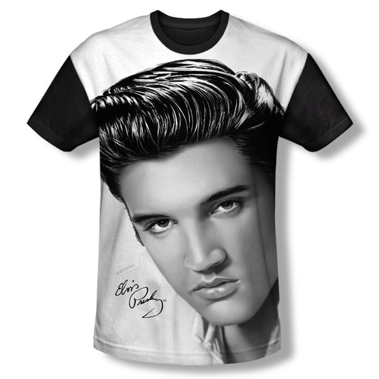 Elvis Presley - Stare 2 - Short Sleeve Youth White Front Black Back   - White T-shirt