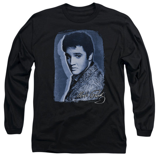 Elvis Presley - Overlay - Long Sleeve Adult 18/1 - Black T-shirt