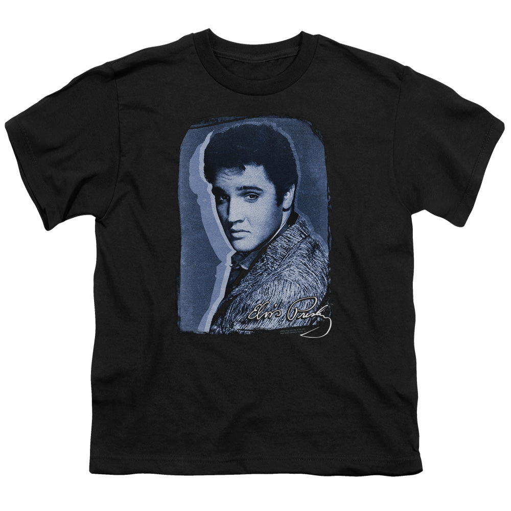 Elvis Presley - Overlay - Short Sleeve Youth 18/1 - Black T-shirt