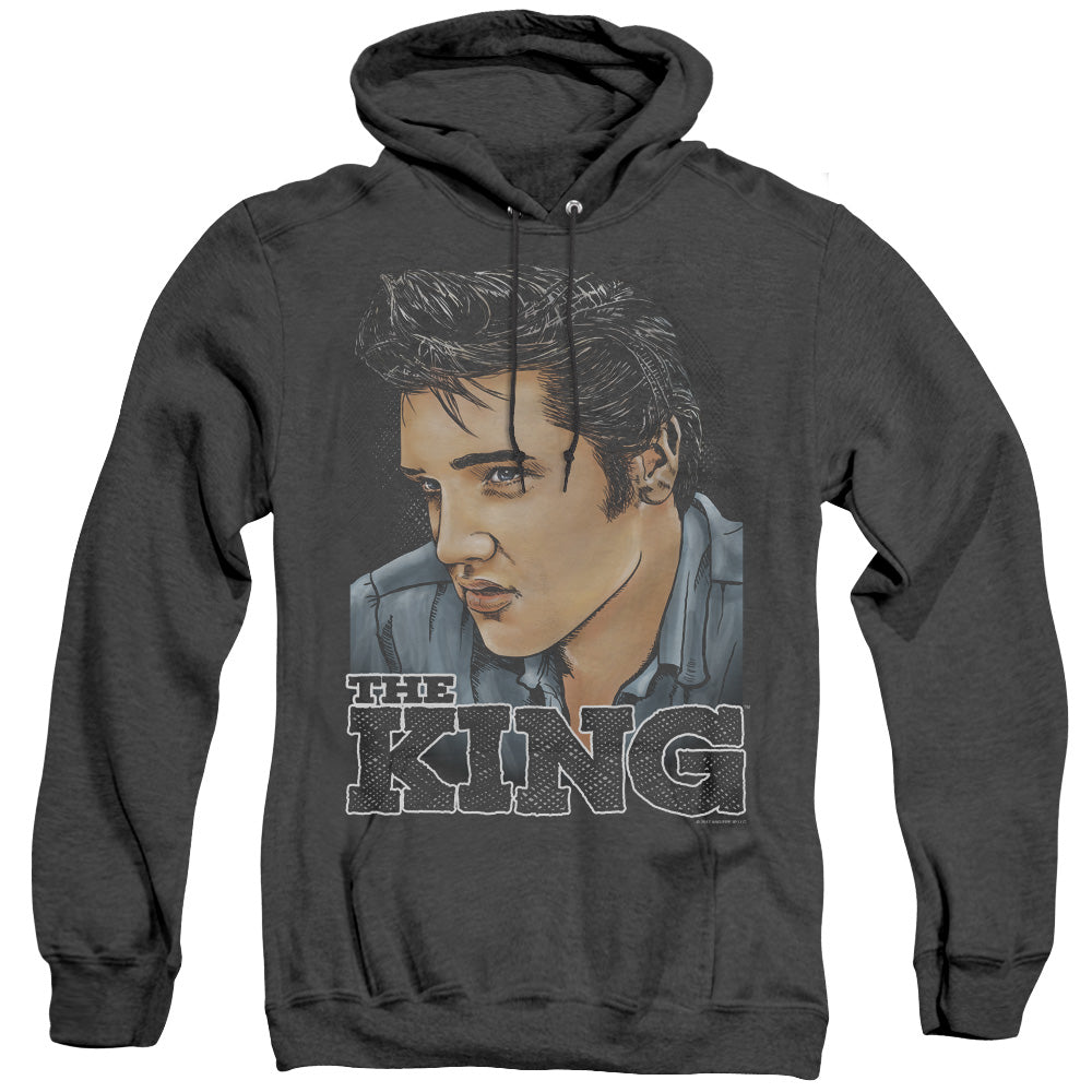 Elvis Presley - Graphic King - Adult Heather Hoodie - Black