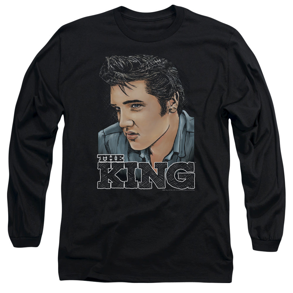 Elvis Presley - Graphic King - Long Sleeve Adult 18/1 - Black T-shirt
