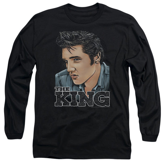Elvis Presley - Graphic King - Long Sleeve Adult 18/1 - Black T-shirt