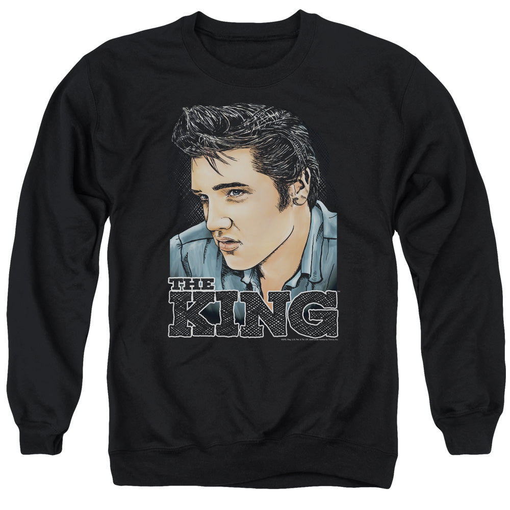 Elvis Presley - Graphic King - Adult Crewneck Sweatshirt - Black