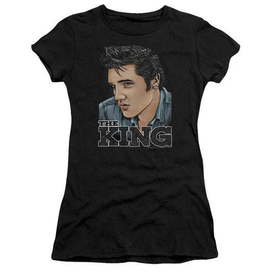 Elvis Presley - Graphic King - Short Sleeve Junior Sheer - Black T-shirt
