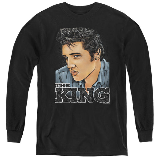 Elvis Presley - Graphic King - Youth Long Sleeve Tee - Black